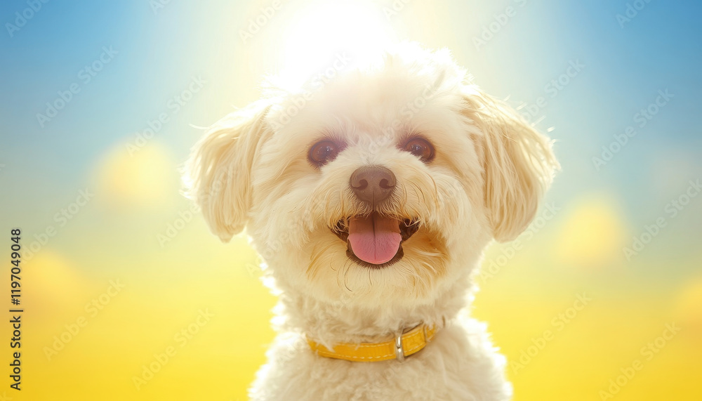 cheerful Bichon Frise enjoying sunny day, radiating happiness and joy cheerful Bichon Frise enjoying sunny day, radiating happiness and joy