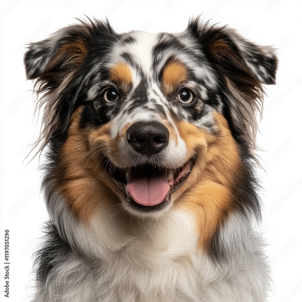 Fototapeta premium Happy Australian Shepherd Dog with Unique Coat and Bright Eyes
