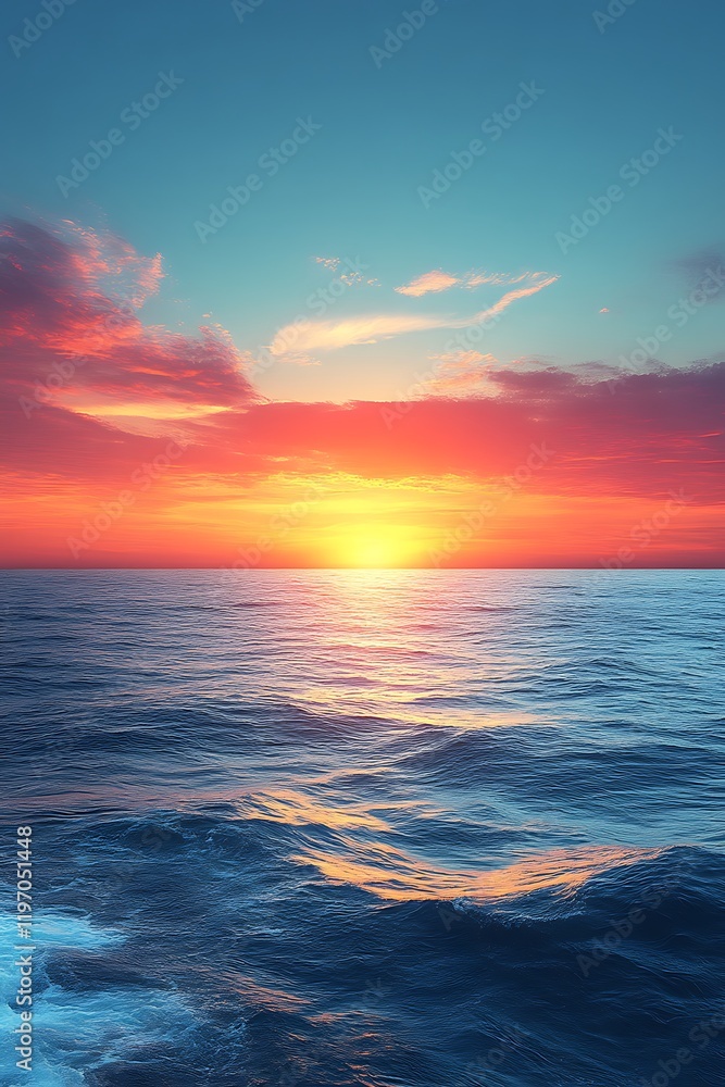 Obraz premium Vibrant sunset over calm ocean. (16)