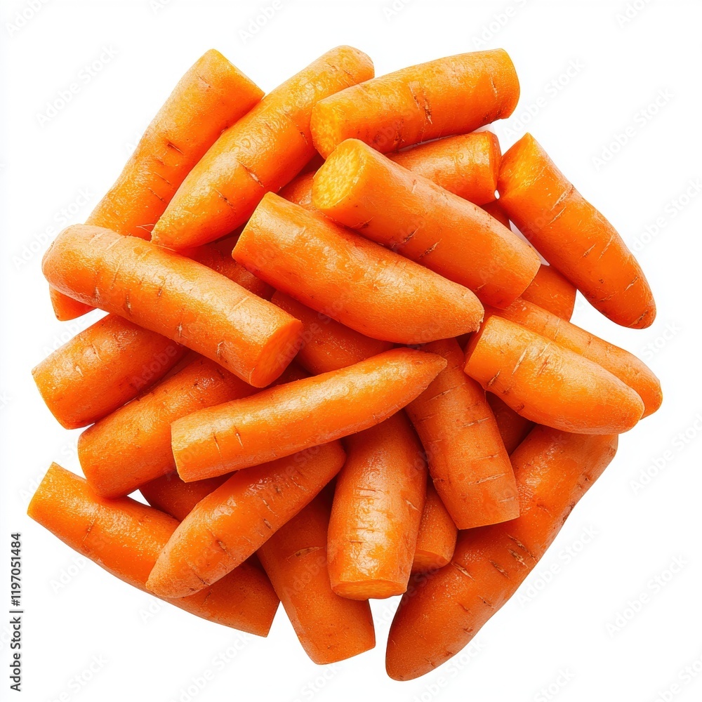 Fresh Orange Carrots Piled Together on White Background Fresh Orange Carrots Piled Together on White Background