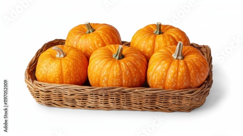 Wallpaper Mural Fresh Orange Pumpkins Arranged in a Rustic Woven Basket Display Torontodigital.ca