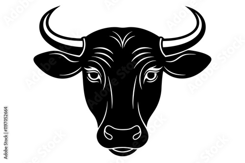 bull head silhouette vector illustration, Logo icon