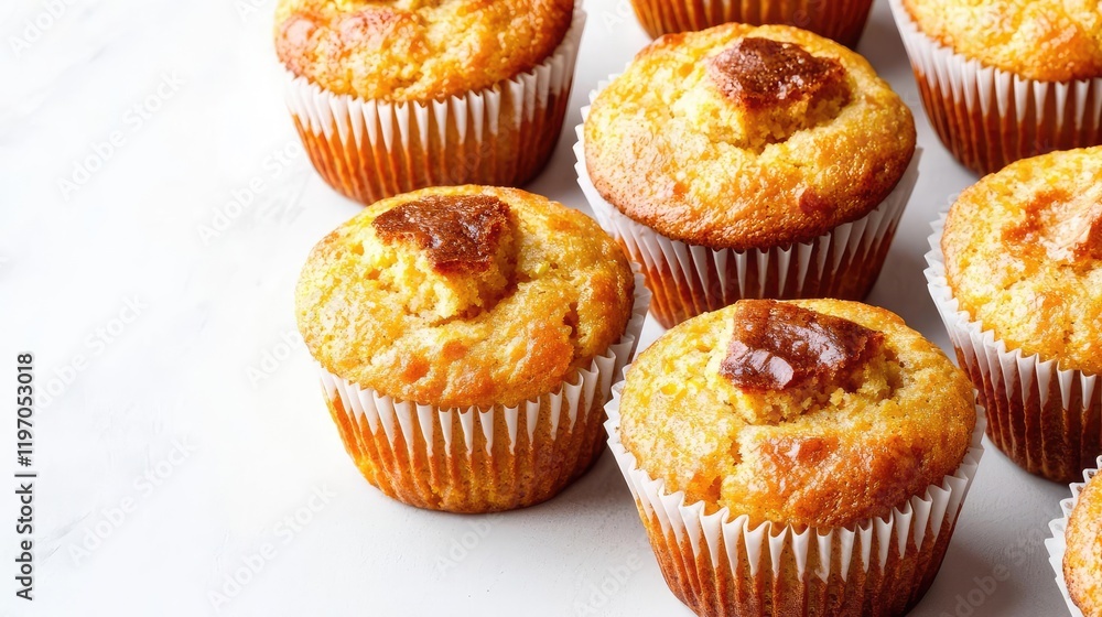 Delicious corn muffins baked on marble, food blog use Delicious corn muffins baked on marble, food blog use