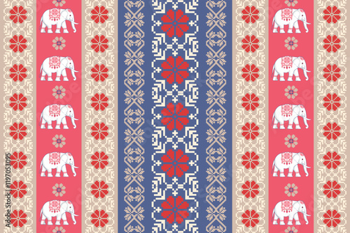 elephants pattern, mandala
Beautiful Thailand,thai pattern,seamless,Traditional,ethnic,fabric pattern for textiles,rugs, wallpaper,clothing, sarong,batik,wrap,embroidery,print,background,cover, illust