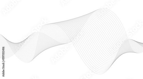 Abstract wave element for design. Digital frequency track equalizer. Stylized line art background. Vector illustration. Wave with lines created using blend tool. Curved wavy line, smooth stripe.