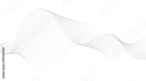 Abstract wave element for design. Digital frequency track equalizer. Stylized line art background. Vector illustration. Wave with lines created using blend tool. Curved wavy line, smooth stripe.