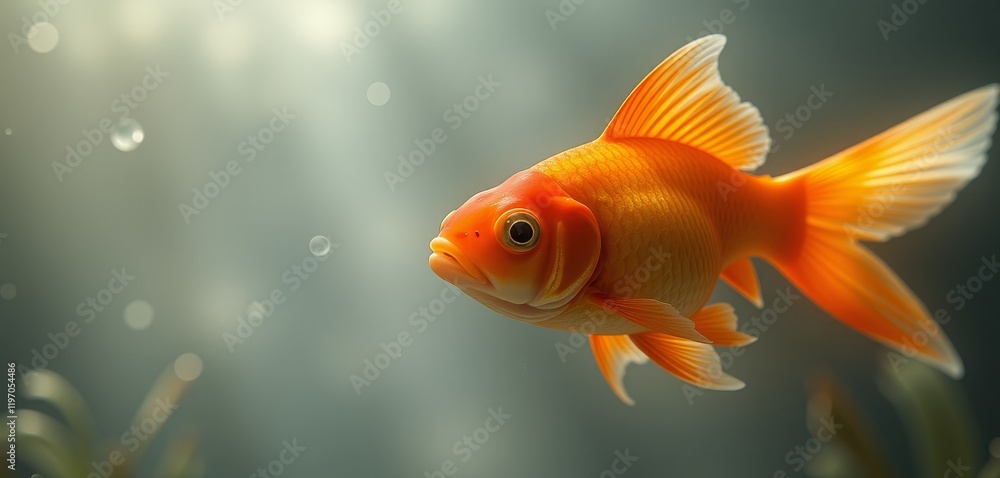 Goldfish swimming in lush underwater greenery. Goldfish swimming in lush underwater greenery.