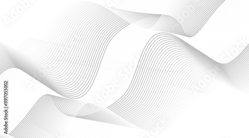 Abstract wave element for design. Digital frequency track equalizer. Stylized line art background. Vector illustration. Wave with lines created using blend tool. Curved wavy line, smooth stripe.