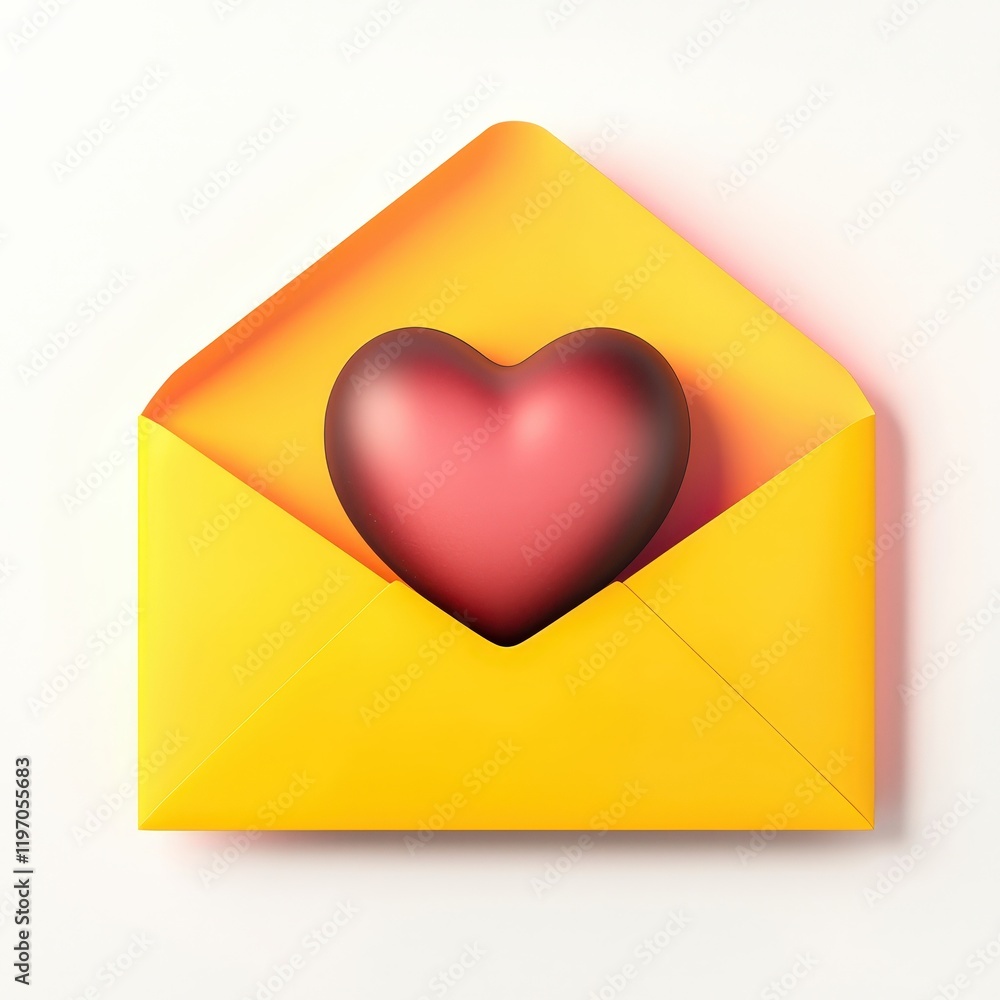 A vibrant yellow envelope with a heart inside, symbolizing love and affection, perfect for expressing heartfelt messages. A vibrant yellow envelope with a heart inside, symbolizing love and affection, perfect for expressing heartfelt messages.