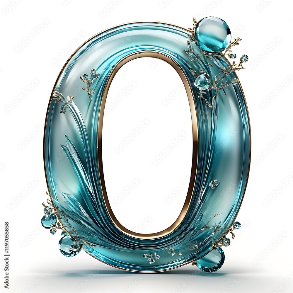 Ornate Blue Crystal Numeral Zero Ornate Blue Crystal Numeral Zero