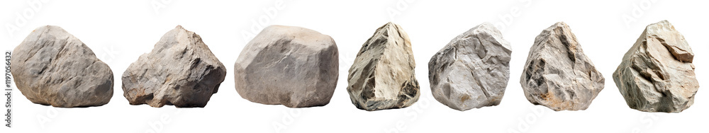 Obraz premium PNG Natural textured rocks collection, element set on transparent background