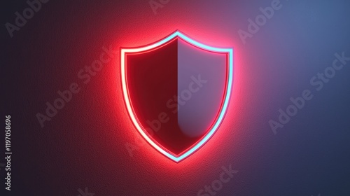 Free Download A glowing neon shield emblem against a dark backdrop, symbolizing protection and security in a modern design. - GFXLoad