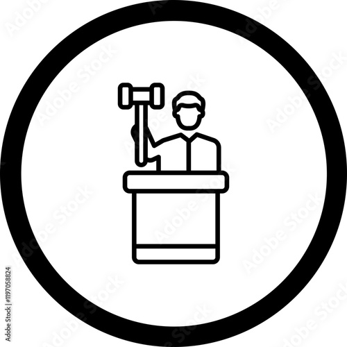 Judge With Hammer Vector Icon Design