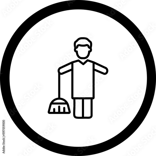 Man Sweeper Working Vector Icon Design