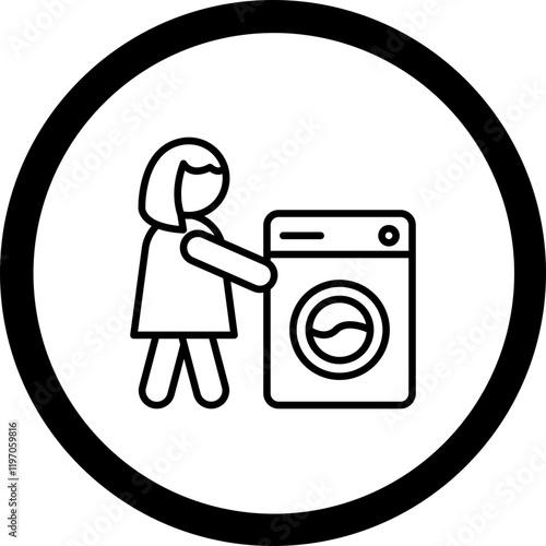 Woman And Laundry Vector Icon Design