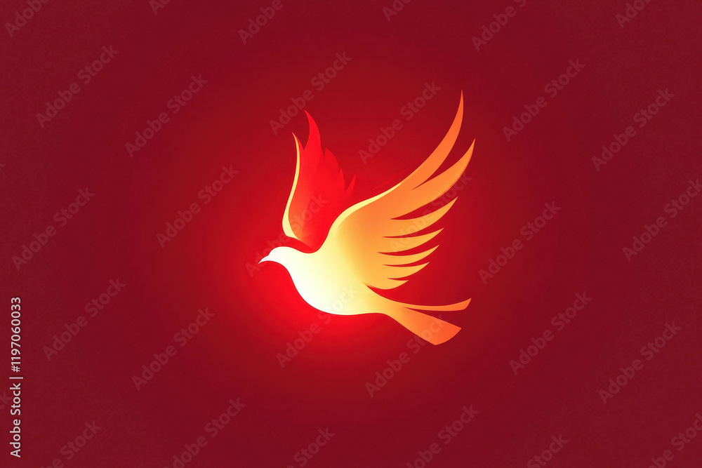 Naklejka premium Glowing Dove of Peace on Red Background