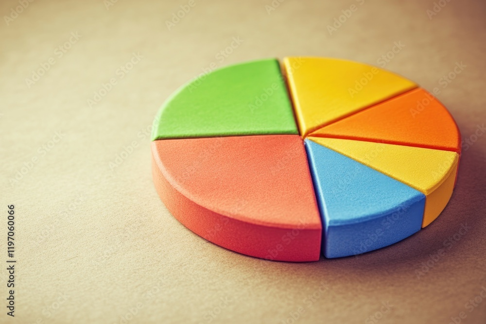 Fototapeta premium Colorful pie chart made of segments showcasing data representati