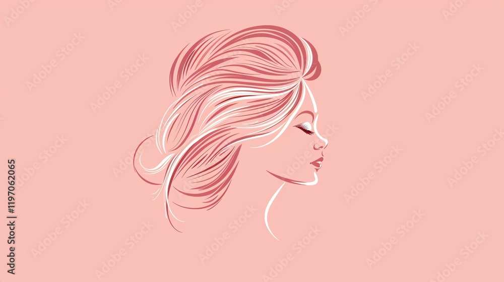 A minimalist illustration of a woman's face in profile on a pink background. A minimalist illustration of a woman's face in profile on a pink background.