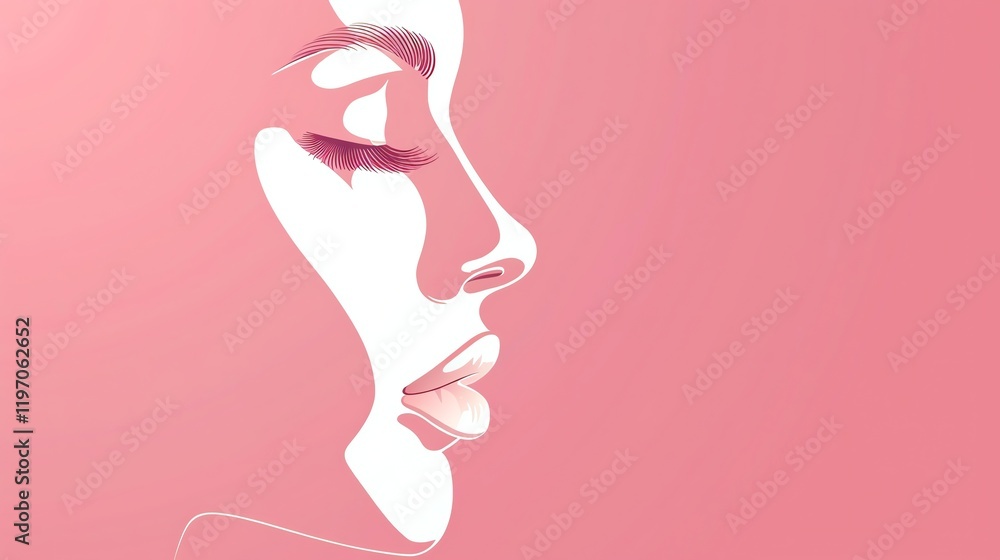 A simple line drawing of a woman's face in profile with her eyes closed. A simple line drawing of a woman's face in profile with her eyes closed.