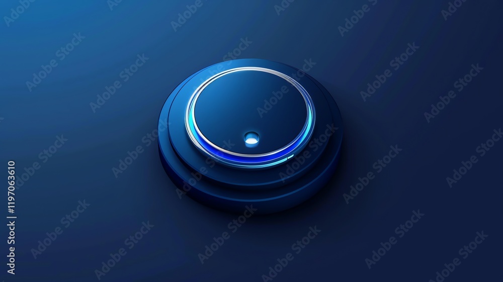 A blue circle with a glowing blue light, and a silver rim, against a blue background. A blue circle with a glowing blue light, and a silver rim, against a blue background.