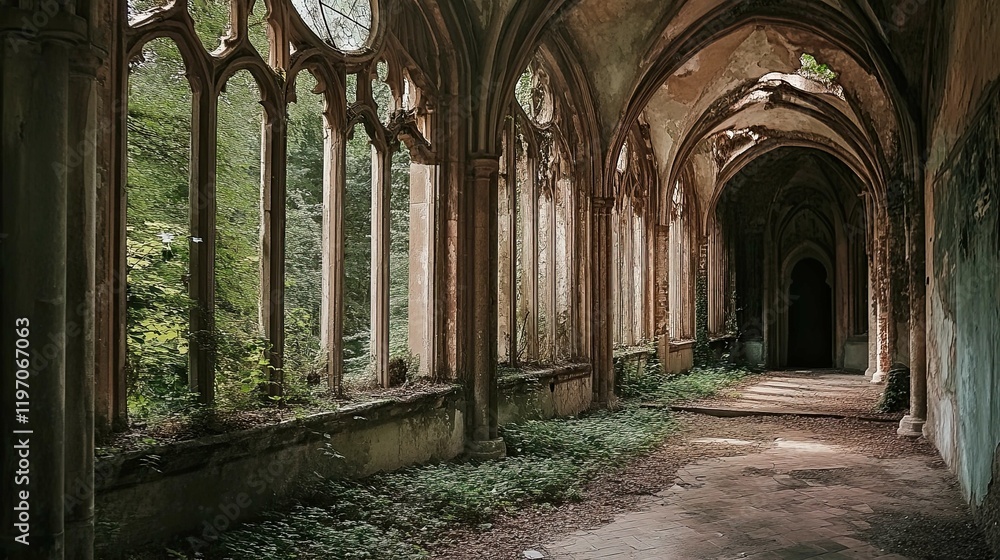 Fototapeta premium Abandoned monastery in the forest