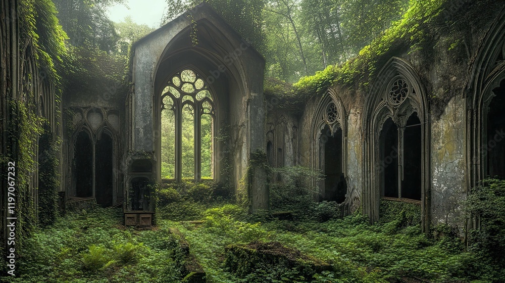Obraz premium Abandoned monastery in the forest