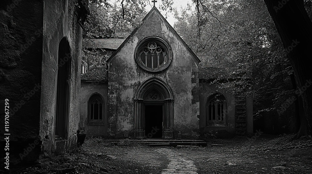 Fototapeta premium Abandoned monastery in the forest