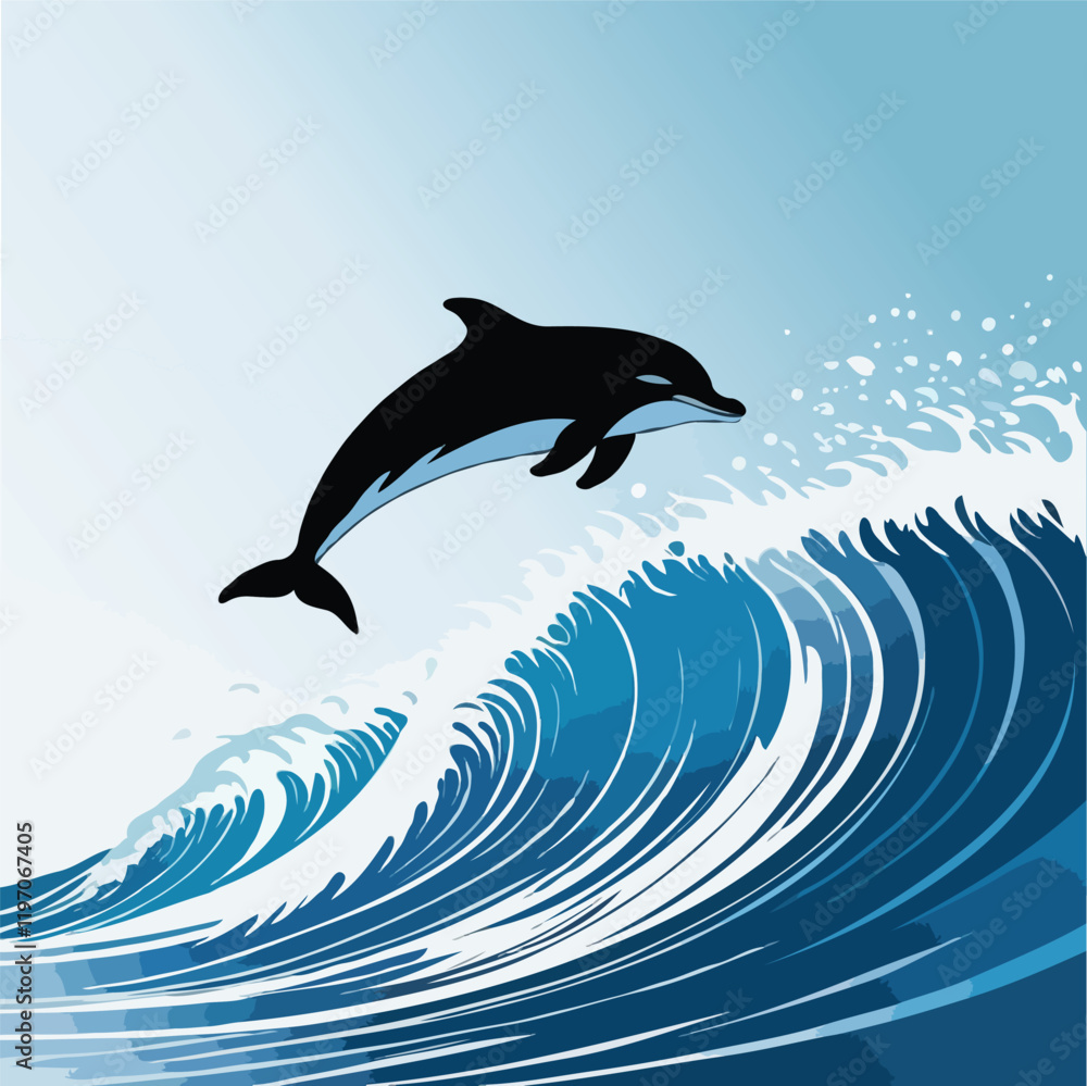 Obraz premium illustration Dolphin Wave 