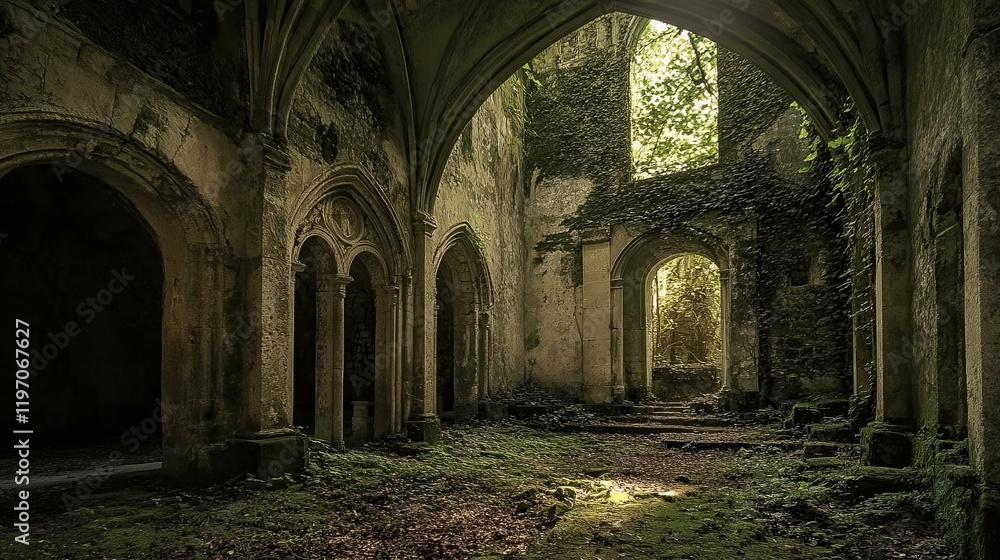 Fototapeta premium Abandoned monastery in the forest