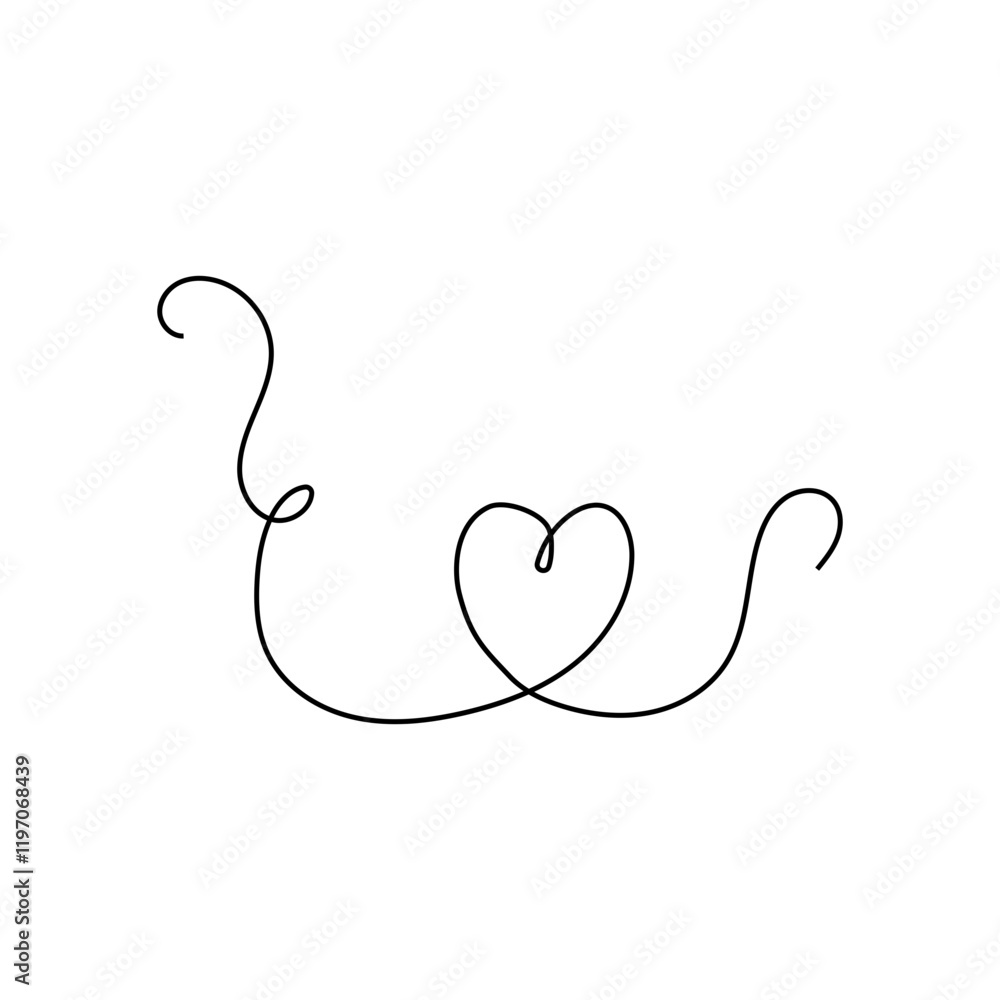 Fototapeta premium Hand drawn continuous line heart