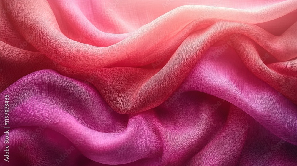 Fototapeta premium Elegant pink fabric waves with soft textured layers and gentle light