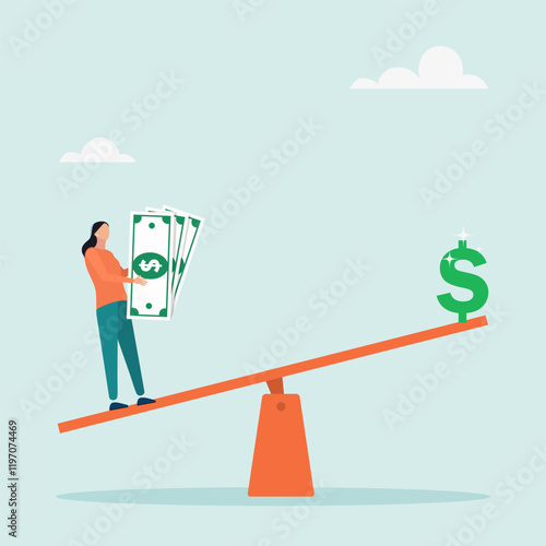 Leverage concept. Investors borrow money from others to use the swing to make big dollar signs. The concept of potential profitability.	