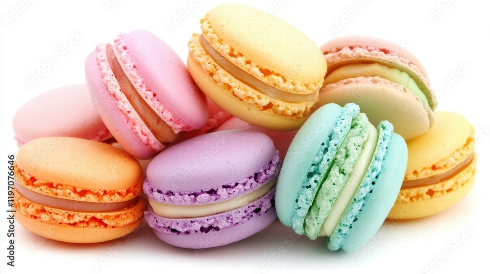 Aesthetic french macarons close-up photography of gourmet bakery desserts in pastels Aesthetic french macarons close-up photography of gourmet bakery desserts in pastels