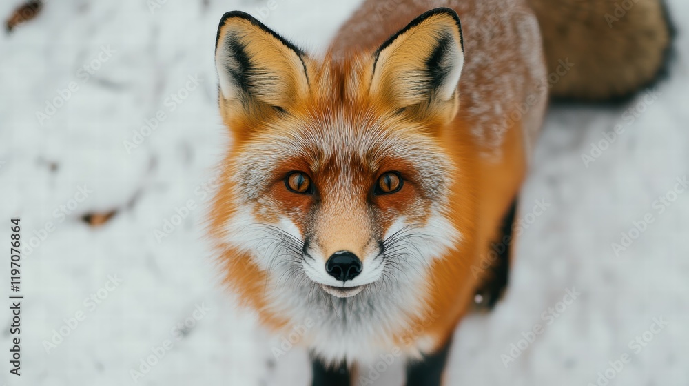 Obraz premium Curious red fox sniffing in its natural habitat a close-up wildlife exploration