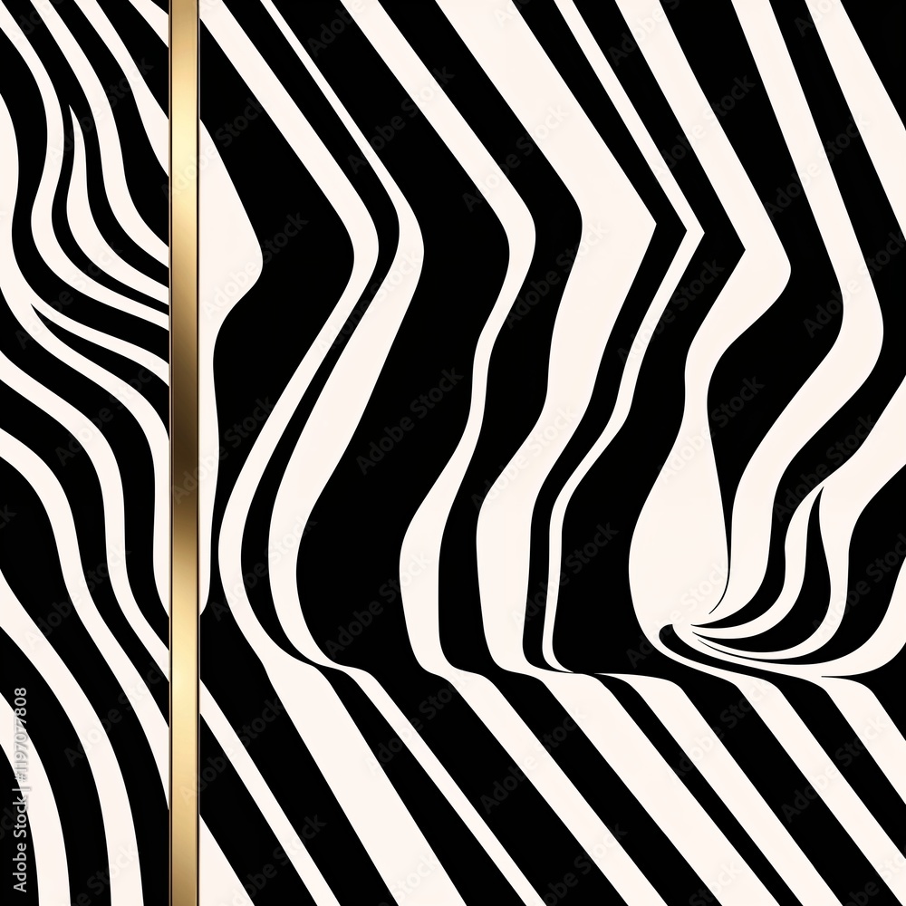 Obraz premium Bold black and white striped patterns creating a high contrast modern border frame