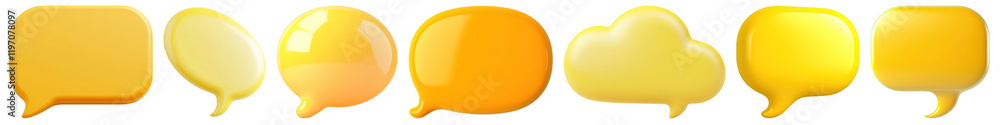 PNG Vibrant yellow speech bubbles, element set on transparent background PNG Vibrant yellow speech bubbles, element set on transparent background