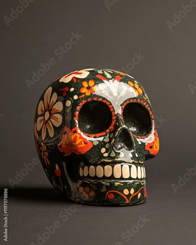 Wallpaper Mural Decorated Skull Dark Background Festive Day of the Dead Art Torontodigital.ca