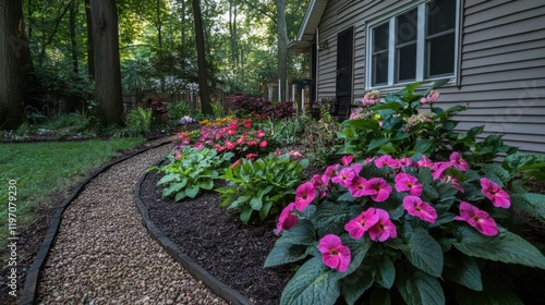 Wallpaper Mural A garden filled with colorful impatiens flowers in shaded corners. Torontodigital.ca