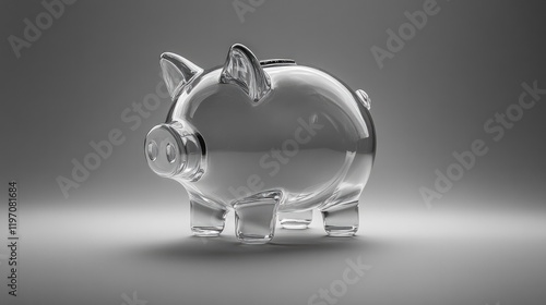 Transparent piggy bank showcases elegant design and light reflec