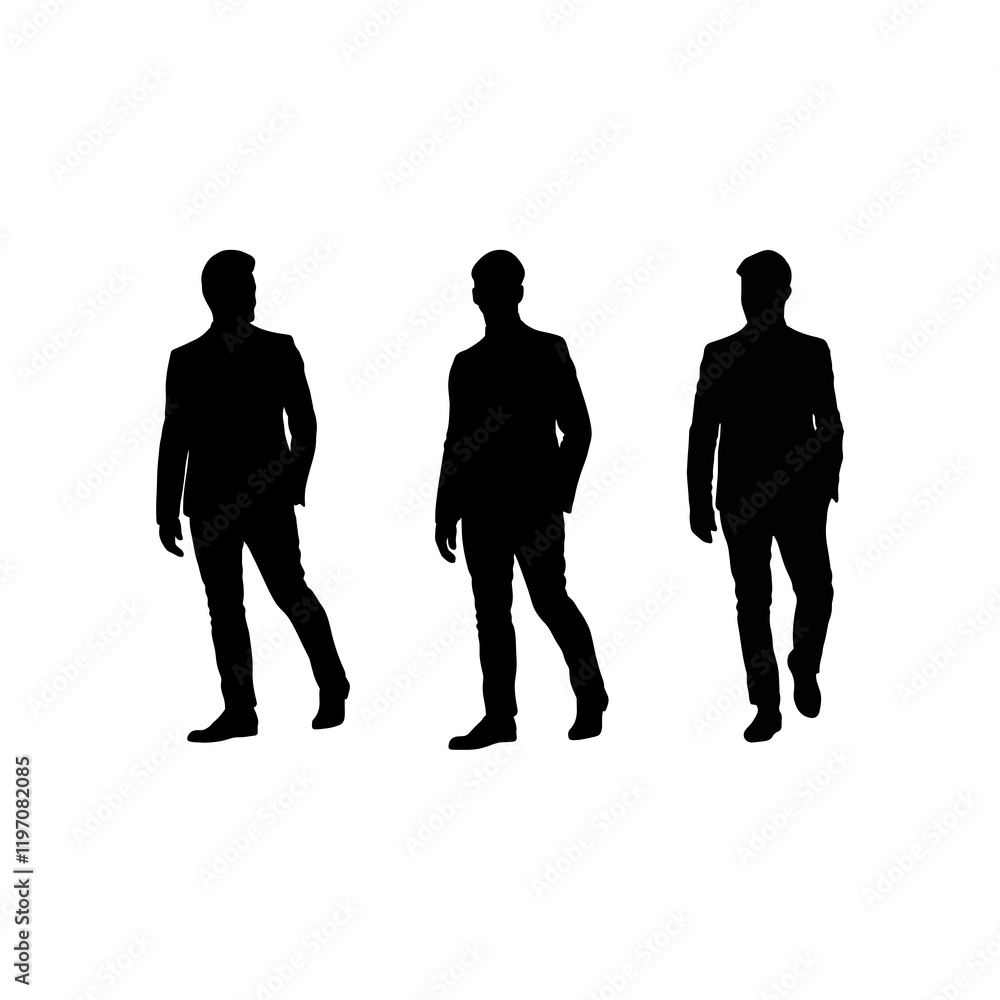 Silhouettes of Business Professionals Walking in Formal Attire Silhouettes of Business Professionals Walking in Formal Attire