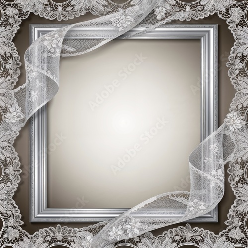 Elegant silver lace borders wrapping around the frame for a sophisticated and vintage feel photo