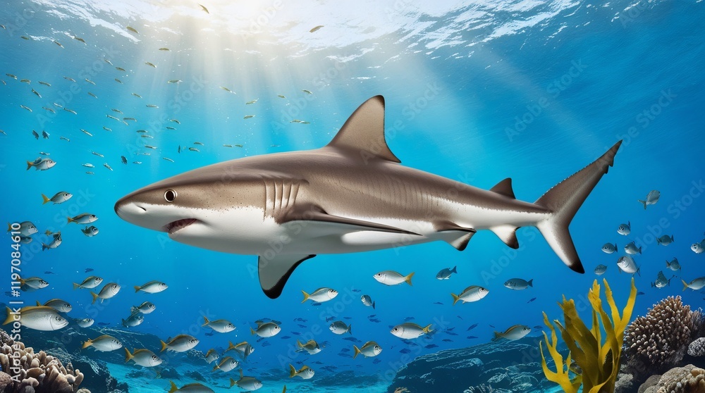 Obraz premium A shark blue ocean