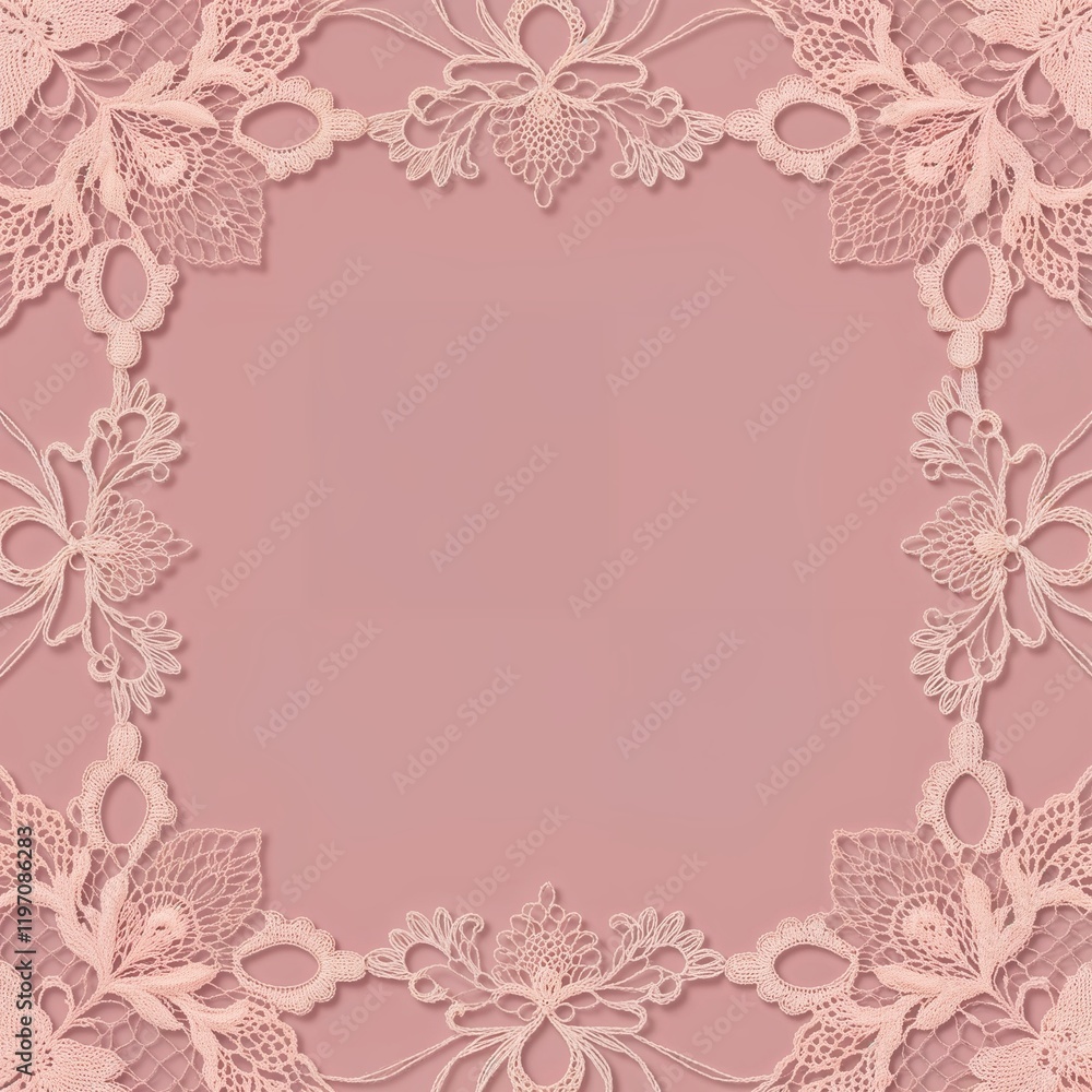 Soft blush pink lace patterns framing the edges for a delicate and vintage look Soft blush pink lace patterns framing the edges for a delicate and vintage look
