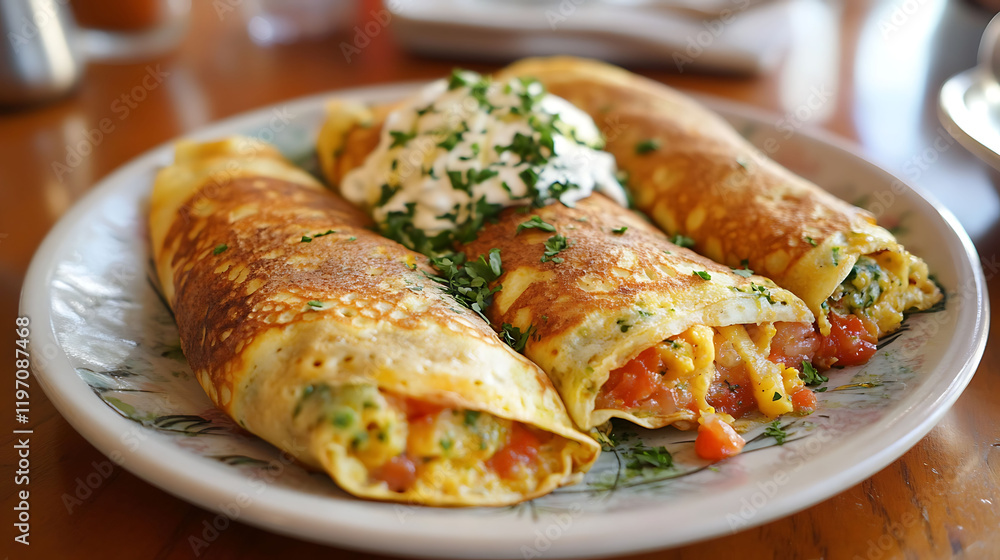 A plate of sweet and savory crepes A plate of sweet and savory crepes