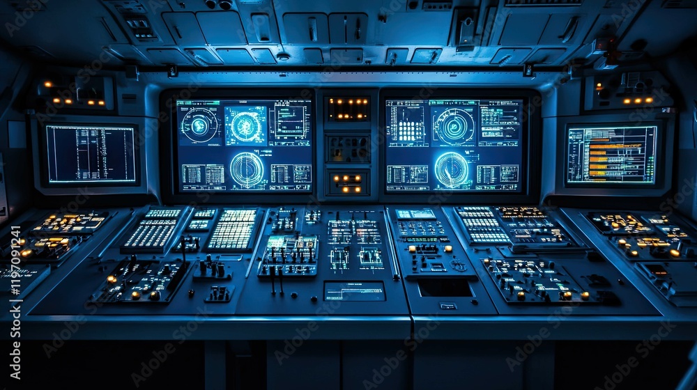 Spaceship Control Room 4K no people Spaceship Control Room 4K no people