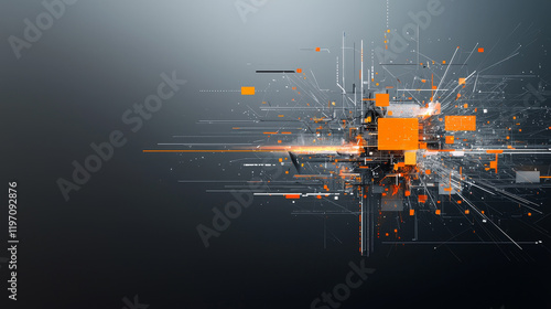 Dynamic digital art explosion abstract visualization modern technology high-tech environment creative perspective innovation in design