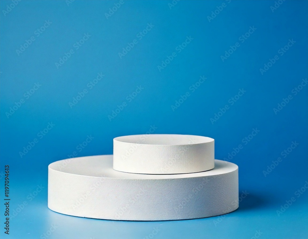 Abstract empty white podium on blue background. Mock up stand for Abstract empty white podium on blue background. Mock up stand for