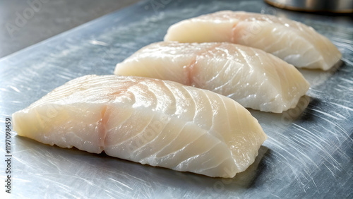 Wallpaper Mural Fresh Raw Fish Fillets on Metallic Surface Torontodigital.ca