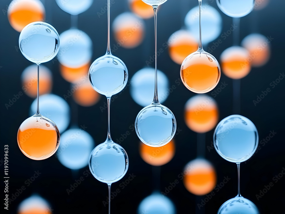 Abstract 3D Blue Orange Spheres Background Abstract 3D Blue Orange Spheres Background