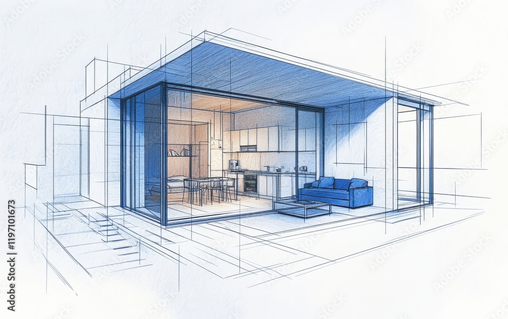 A meticulously drawn blueprint of a contemporary two-bedroom apartment, with labeled sections for the bedrooms, kitchen, living room, and balcony. A meticulously drawn blueprint of a contemporary two-bedroom apartment, with labeled sections for the bedrooms, kitchen, living room, and balcony.